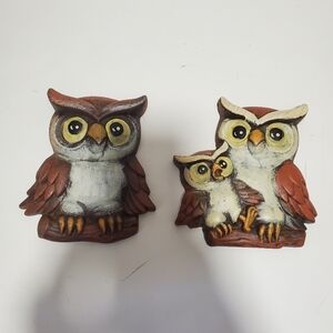 Vintage Owl Wall Decor Set of 2 70s 80s Hobby Piece Cottagecore Nature Boho